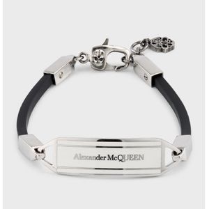 Alexander McQueen men’s logo enamel rubber bracelet o/s brand new